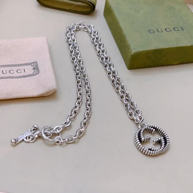 Gucci GG Marmont Interlocking G Beaded Pendant Necklace 5