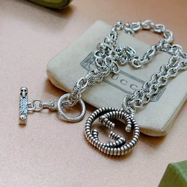 Gucci GG Marmont Interlocking G Beaded Pendant Necklace 6