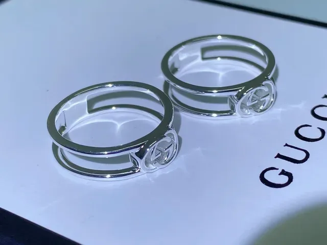 Gucci GG Marmont Interlocking G Double-Band Silver Rings 6