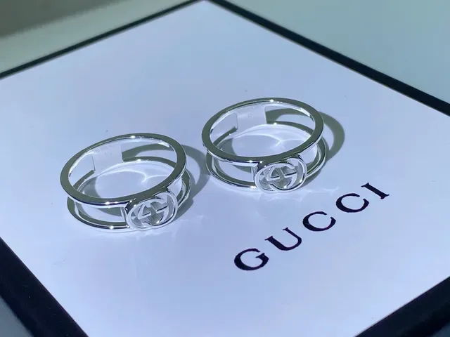 Gucci GG Marmont Interlocking G Double-Band Silver Rings 7