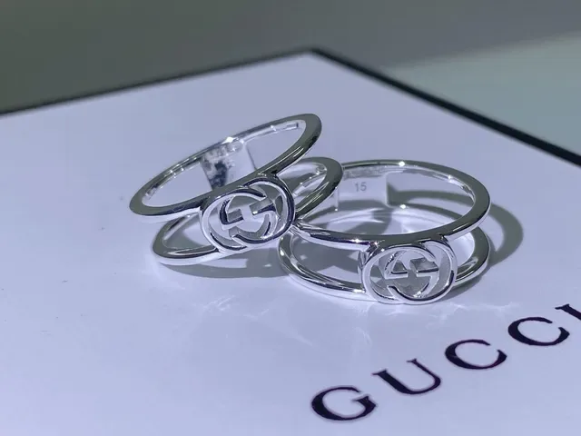 Gucci GG Marmont Interlocking G Double-Band Silver Rings 9