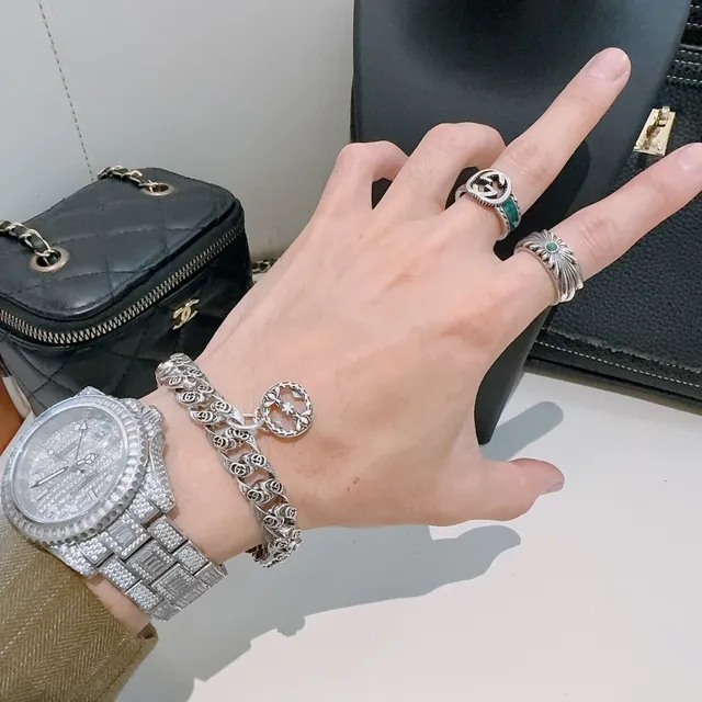 Gucci GG Marmont Interlocking G Floral Charm Bracelet 2