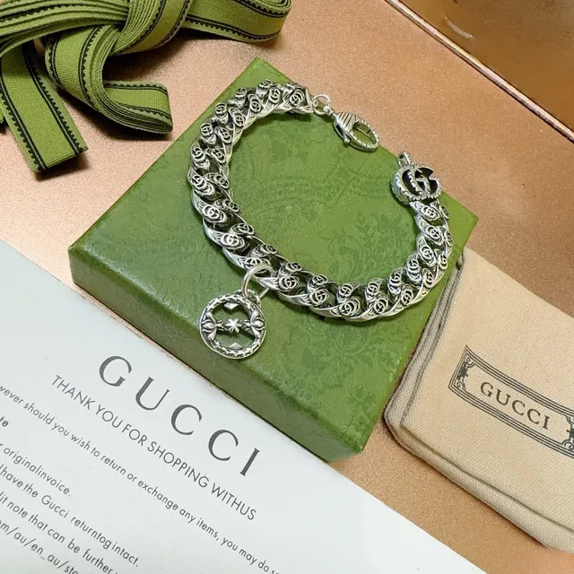 Gucci GG Marmont Interlocking G Floral Charm Bracelet 4