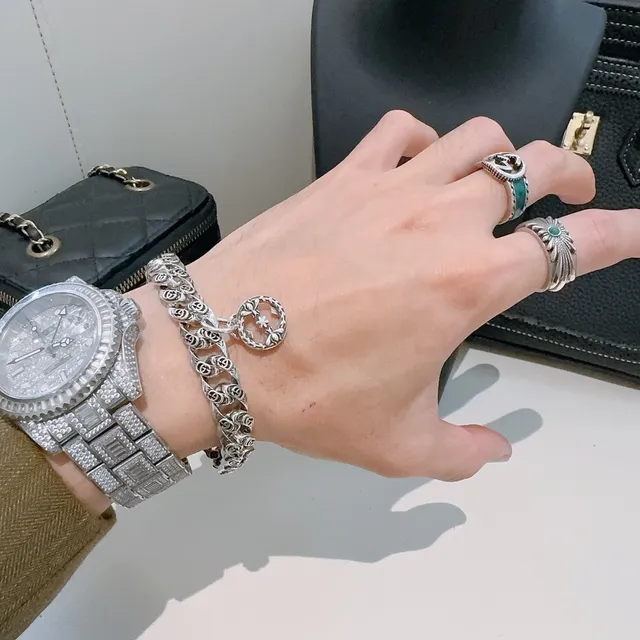 Gucci GG Marmont Interlocking G Floral Charm Bracelet 5