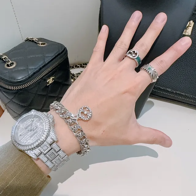 Gucci GG Marmont Interlocking G Floral Charm Bracelet 8
