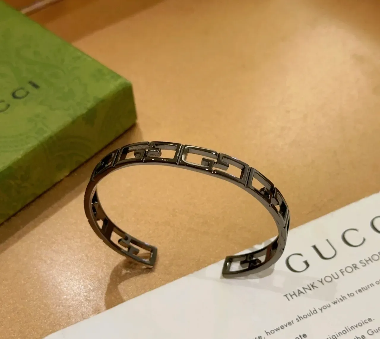 Gucci GG Marmont Interlocking G Motif Open Cuff Bracelet 2
