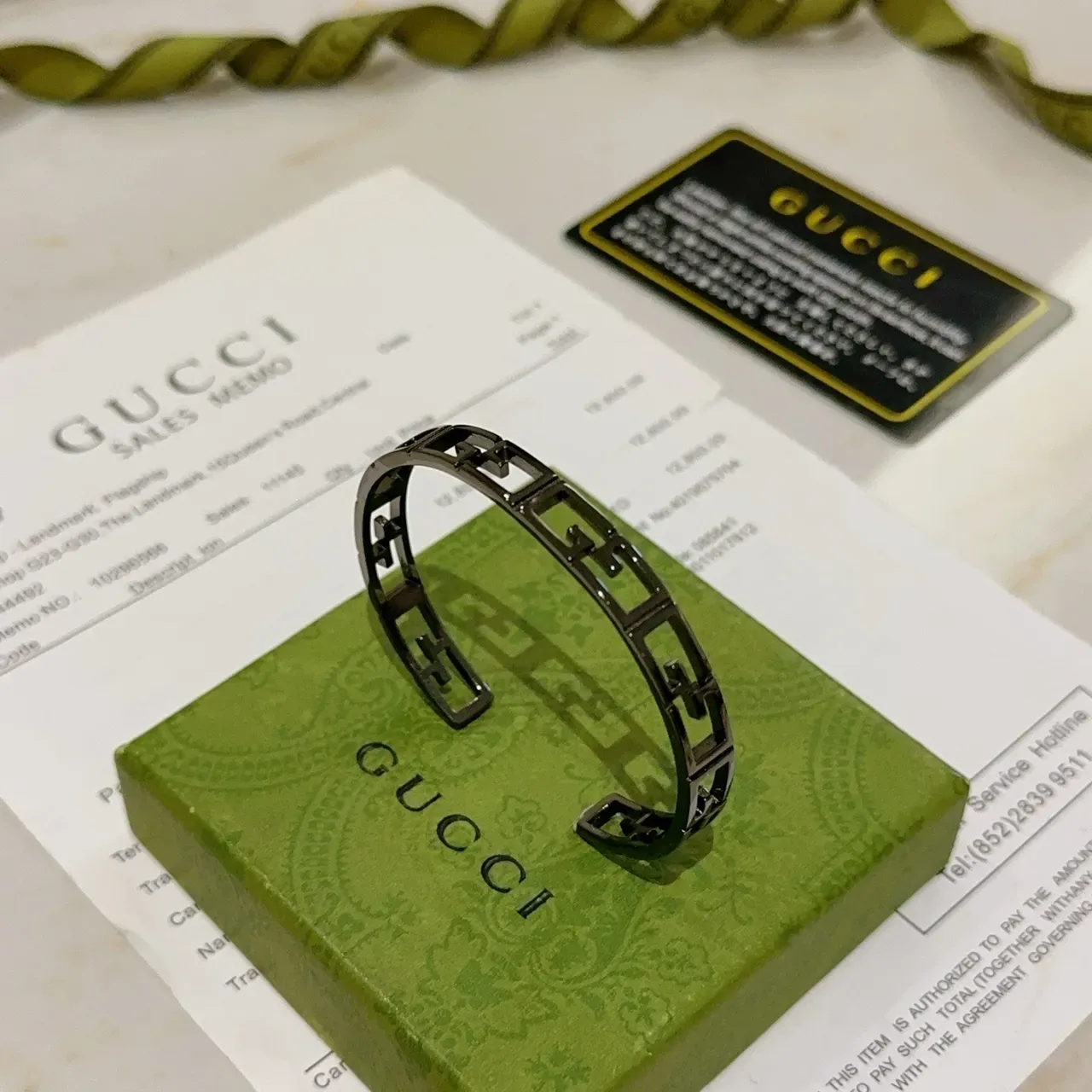 Gucci GG Marmont Interlocking G Motif Open Cuff Bracelet 4