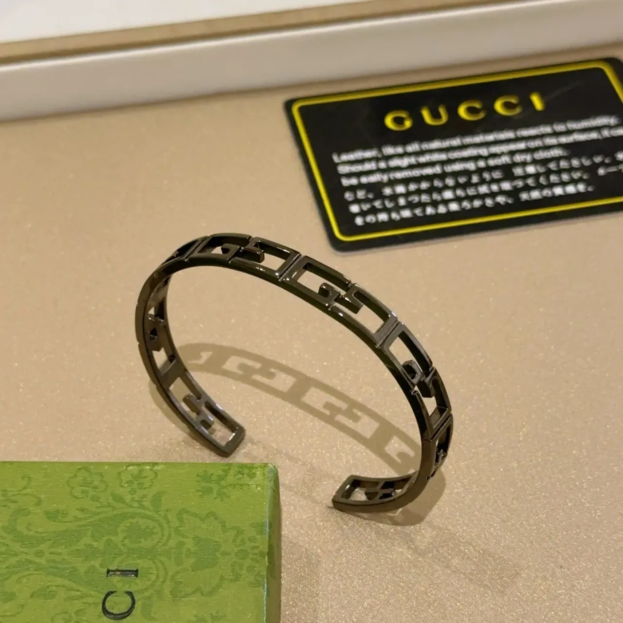 Gucci GG Marmont Interlocking G Motif Open Cuff Bracelet 9