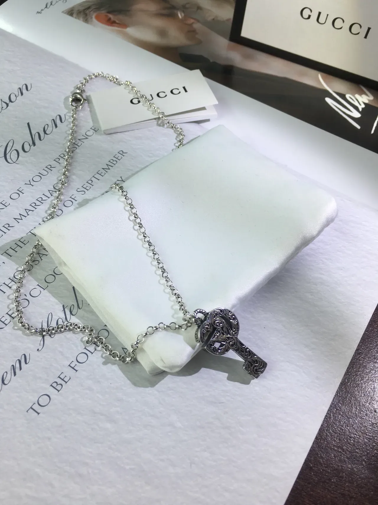 Gucci GG Marmont Key Pendant Silver-Tone Necklace 7