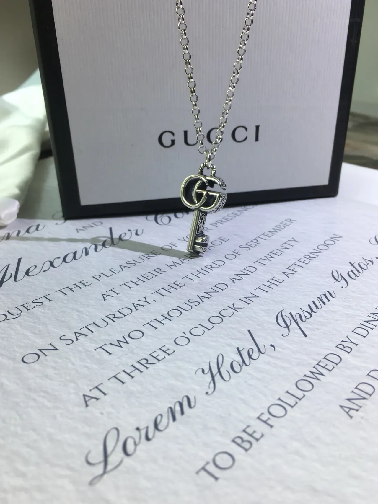 Gucci GG Marmont Key Pendant Silver-Tone Necklace 8