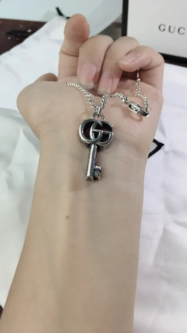 Gucci GG Marmont Key Pendant Silver-Tone Necklace 9