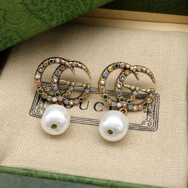 Gucci GG Marmont Multicolor Crystal and Baroque Pearl Earrings 4