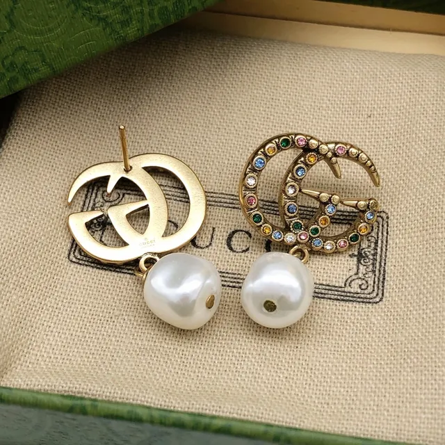 Gucci GG Marmont Multicolor Crystal and Baroque Pearl Earrings 5