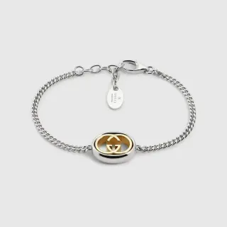 Gucci GG Marmont Oval Double-G Two-Tone Silver and Gold Bracelet