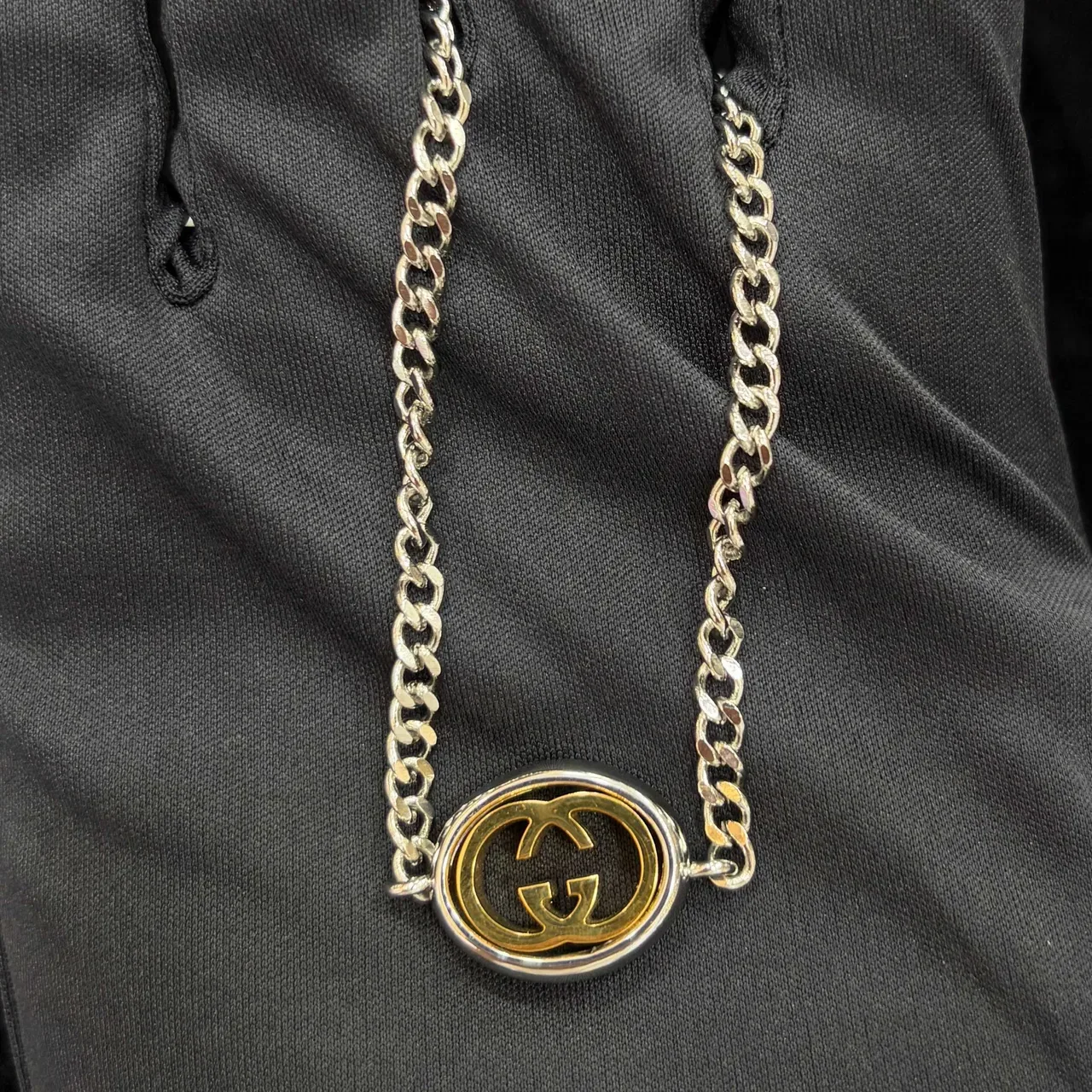Gucci GG Marmont Oval Double-G Two-Tone Silver and Gold Bracelet 9