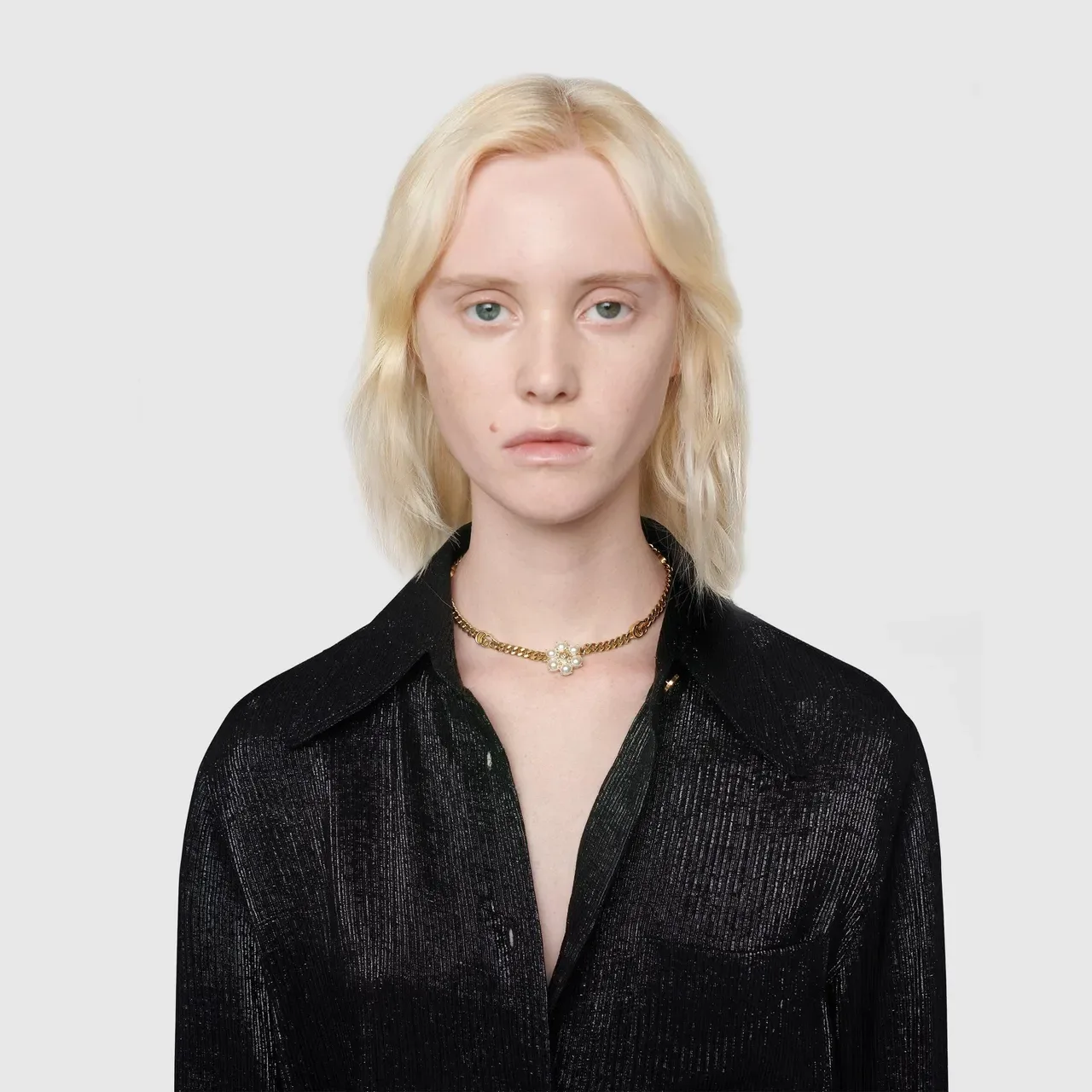 Gucci GG Marmont سلسلة لؤلؤي كلستر ذهبية 2