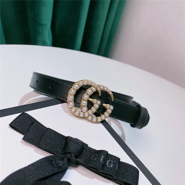 Gucci GG Marmont Pearl-Embellished Beige Leather Belt 5
