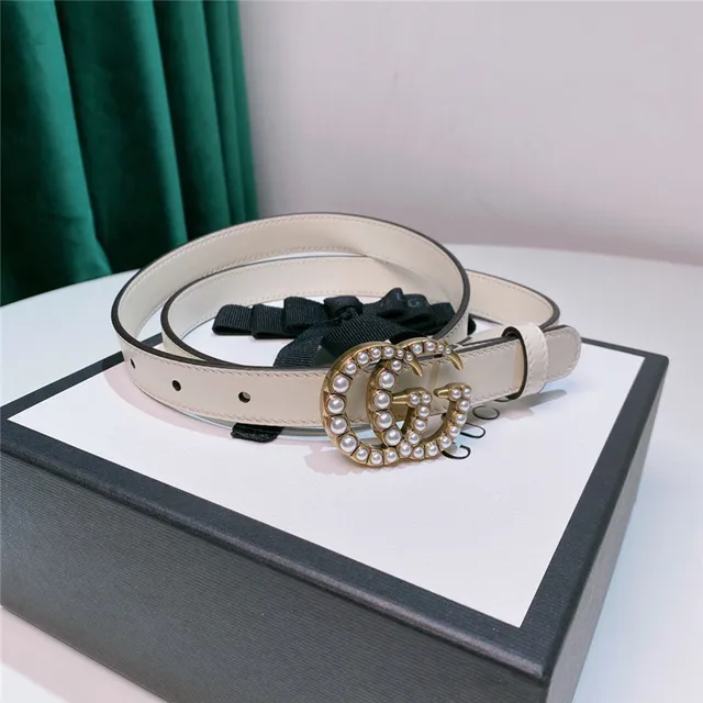 Gucci GG Marmont Pearl-Embellished Beige Leather Belt 8
