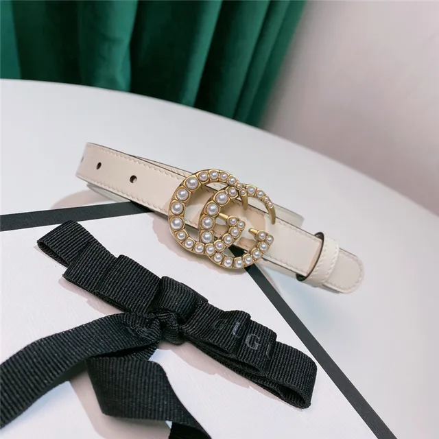 Gucci GG Marmont Pearl-Embellished Beige Leather Belt 9