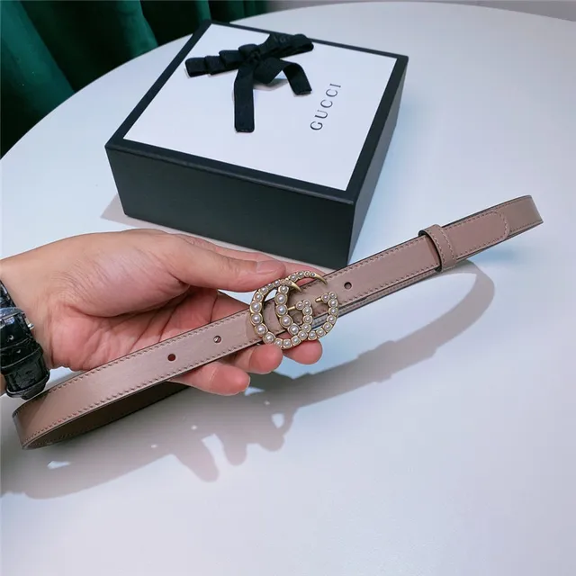 Gucci GG Marmont Pearl-Embellished Beige Leather Belt 12