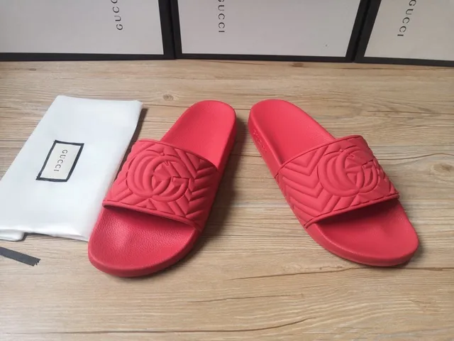 Gucci GG Marmont Quilted Interlocking G Red Slippers 4