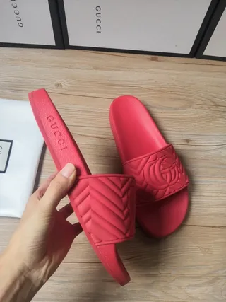 Gucci GG Marmont Quilted Interlocking G Red Slippers 5