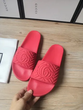 Gucci GG Marmont Quilted Interlocking G Red Slippers 6