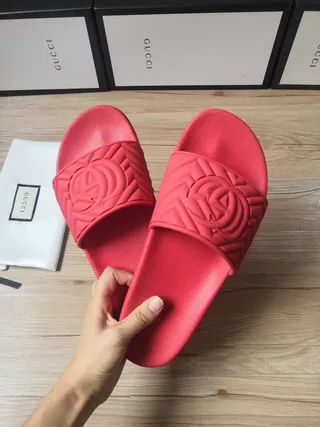 Gucci GG Marmont Quilted Interlocking G Red Slippers 7