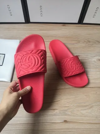 Gucci GG Marmont Quilted Interlocking G Red Slippers 9