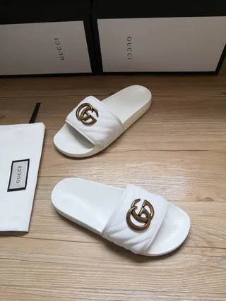 Gucci GG Marmont Quilted White Slippers 4