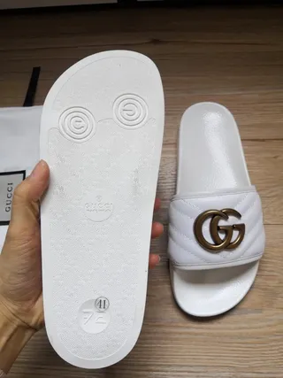 Gucci GG Marmont Quilted White Slippers 8