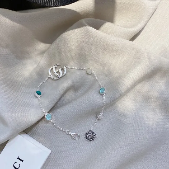 Gucci GG Marmont Silver Blue Chain Interlocking G Logo Bracelet 3