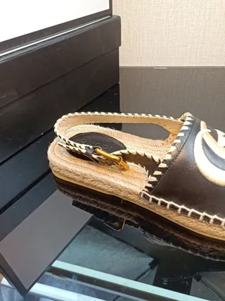 Gucci GG Marmont صندل كاجوال منسوج رافيا 7