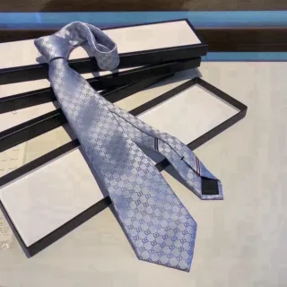 Gucci GG Monogram Light Blue Silk Necktie