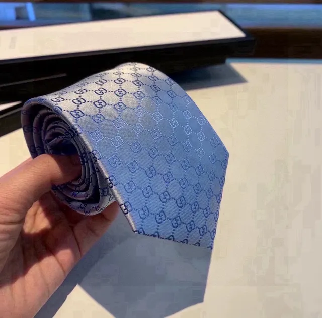 Gucci GG Monogram Light Blue Silk Necktie 4