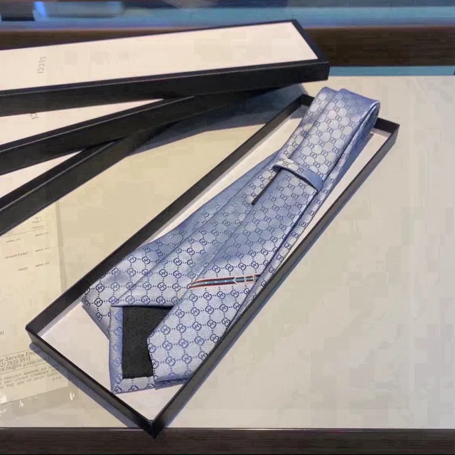 Gucci GG Monogram Light Blue Silk Necktie 6