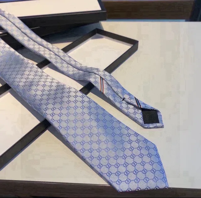 Gucci GG Monogram Light Blue Silk Necktie 7