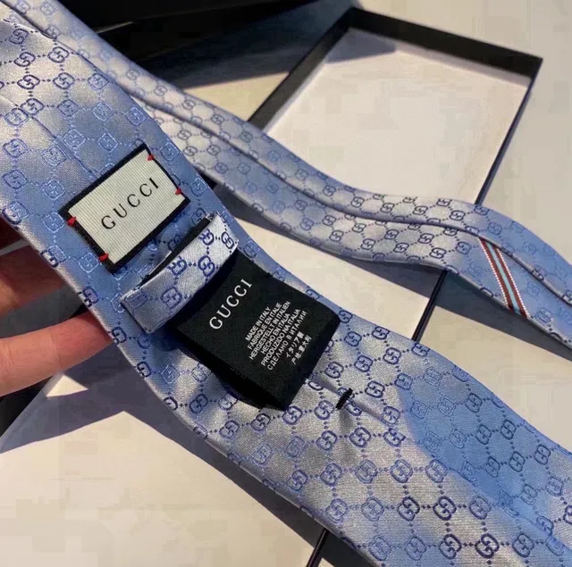 Gucci GG Monogram Light Blue Silk Necktie 8