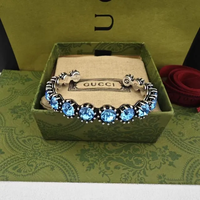 Gucci Gold Multicolor Rigid Bangle Crystal-Embellished Bracelet 5