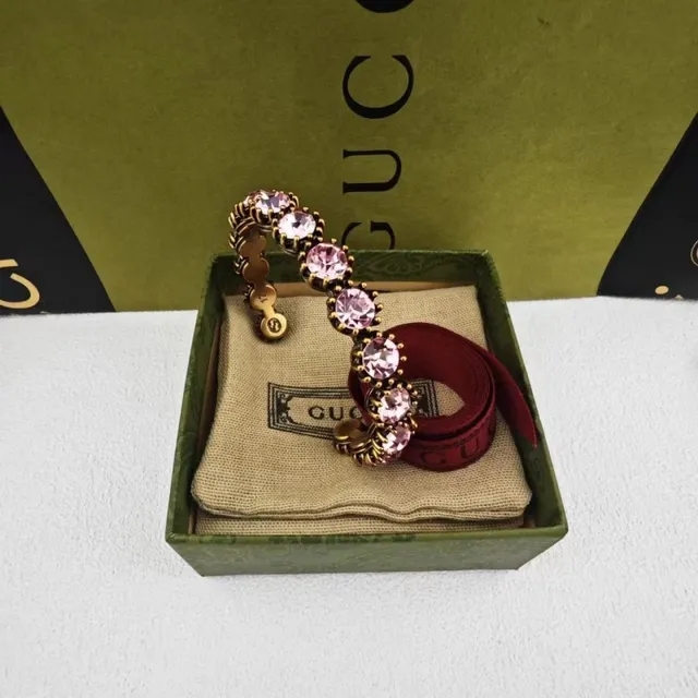 Gucci Gold Multicolor Rigid Bangle Crystal-Embellished Bracelet 7