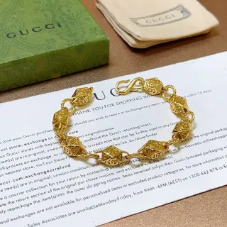 Gucci Gold-Toned Geometric GG Motif Bracelet
