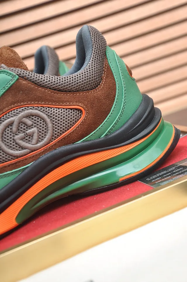 Gucci Green Brown Split-Toe Cap Mixed-Material Upper Lifestyle Sneakers 9