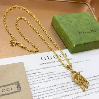 Gucci Hand Motif Gold-Tone Chain Necklace