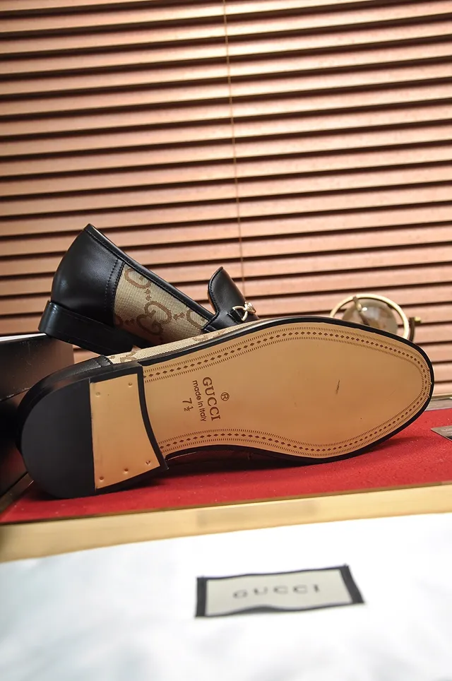 Gucci Horsebit 1955 Beige and Black GG Monogram Loafers 3