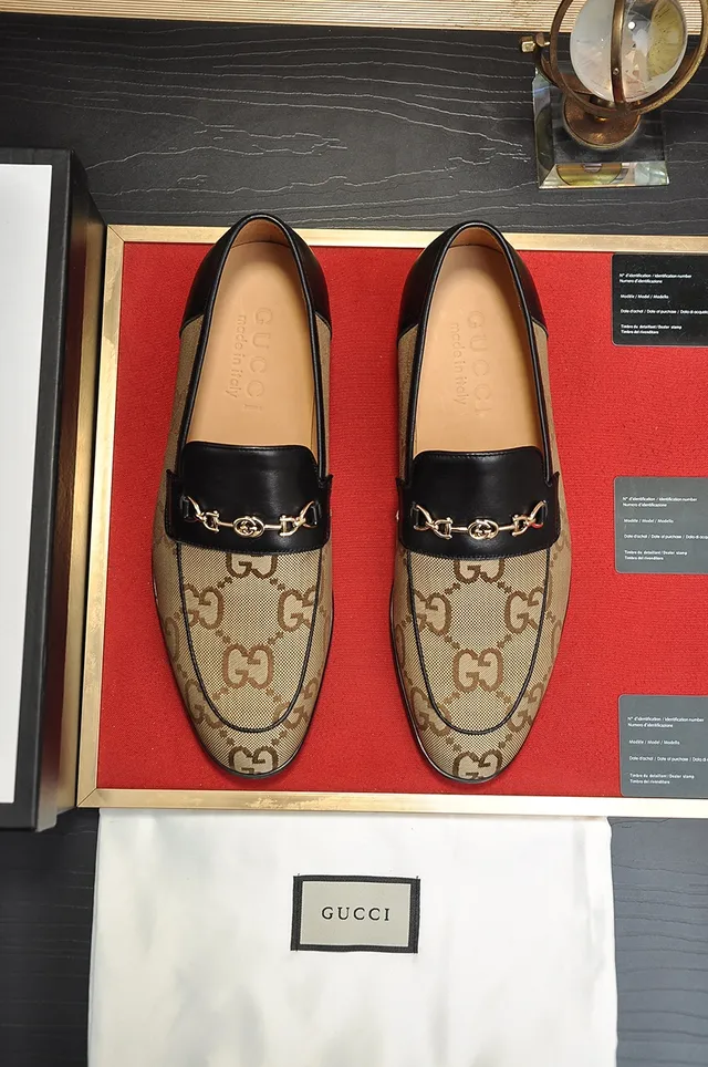 Gucci Horsebit 1955 Beige and Black GG Monogram Loafers 5