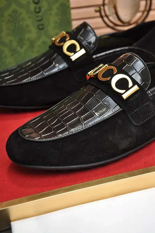 Gucci Horsebit 1955 Black Croc-Embossed Leather Loafers 3
