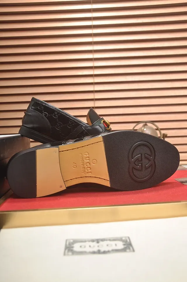 Gucci Horsebit 1955 Black GG Monogram Loafers 7