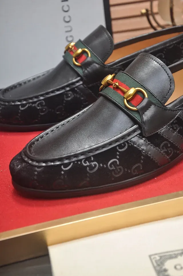 Gucci Horsebit 1955 Black GG Monogram Loafers 8