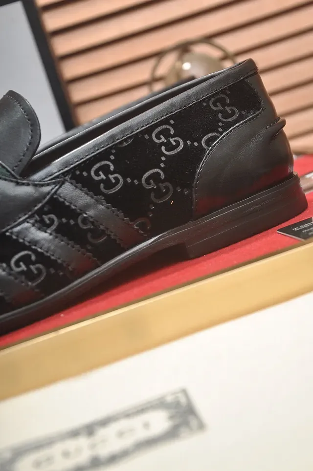 Gucci Horsebit 1955 Black GG Monogram Loafers 9