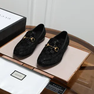 Gucci Horsebit 1955 黑色 GG Monogram 乐福鞋